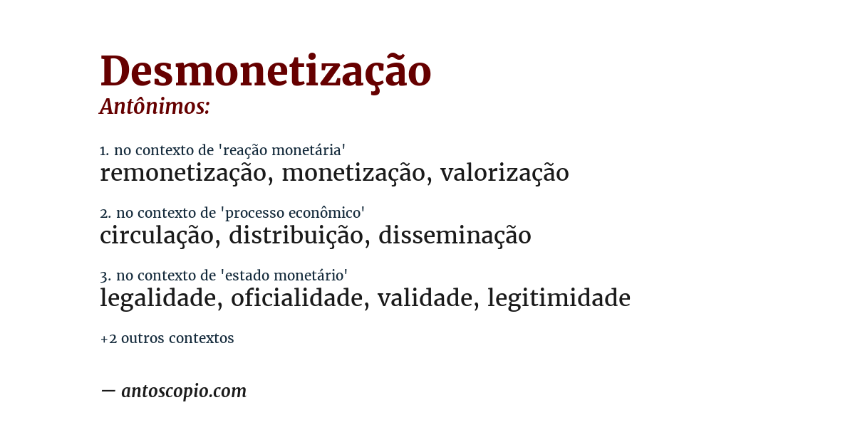 Antônimo de desmonetização