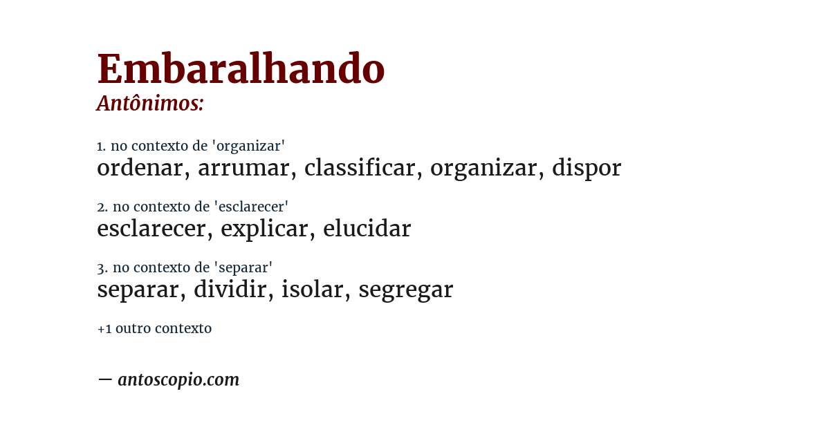 Antônimo de embaralhando