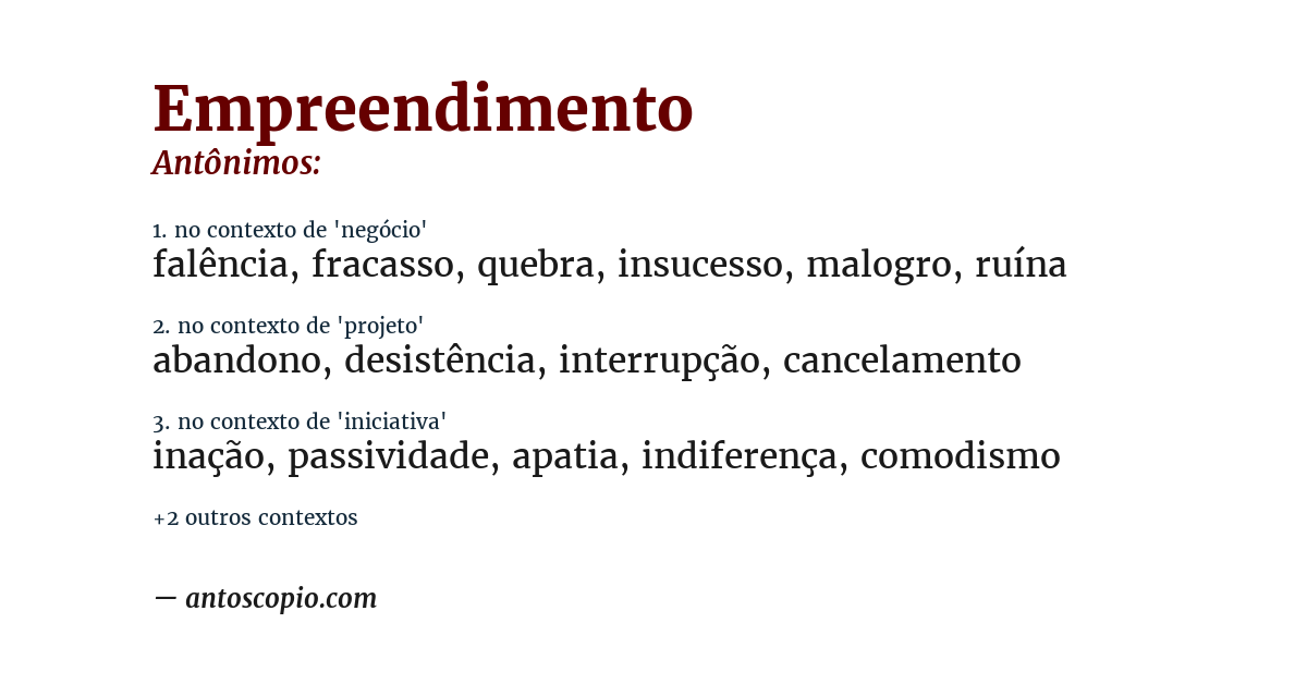 Antônimo de empreendimento