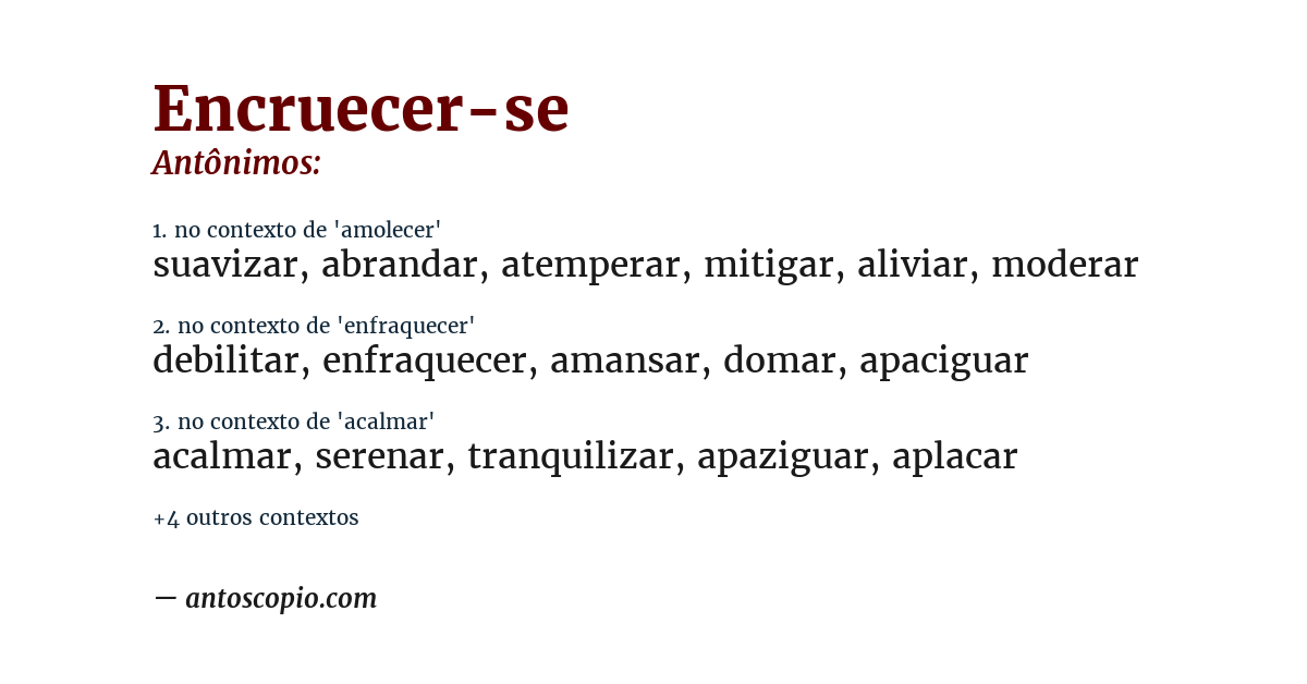 Antônimo de encruecer-se