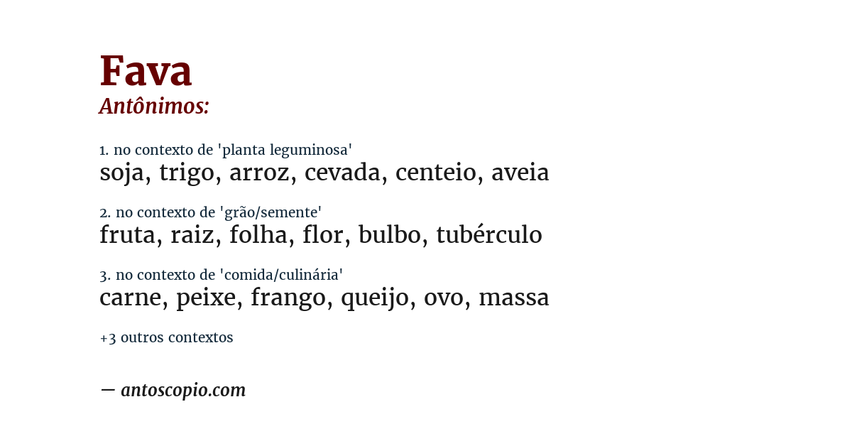 Antônimo de fava