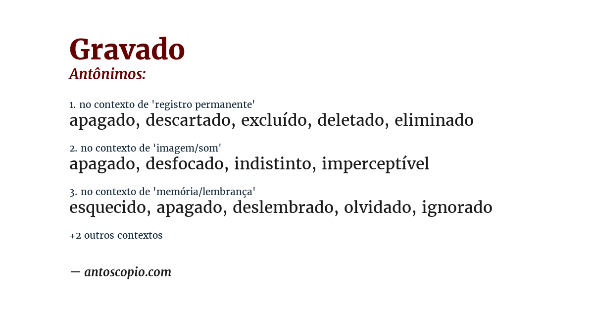 Antônimo de gravado