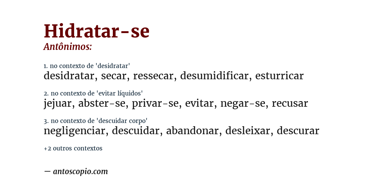 Antônimo de hidratar-se