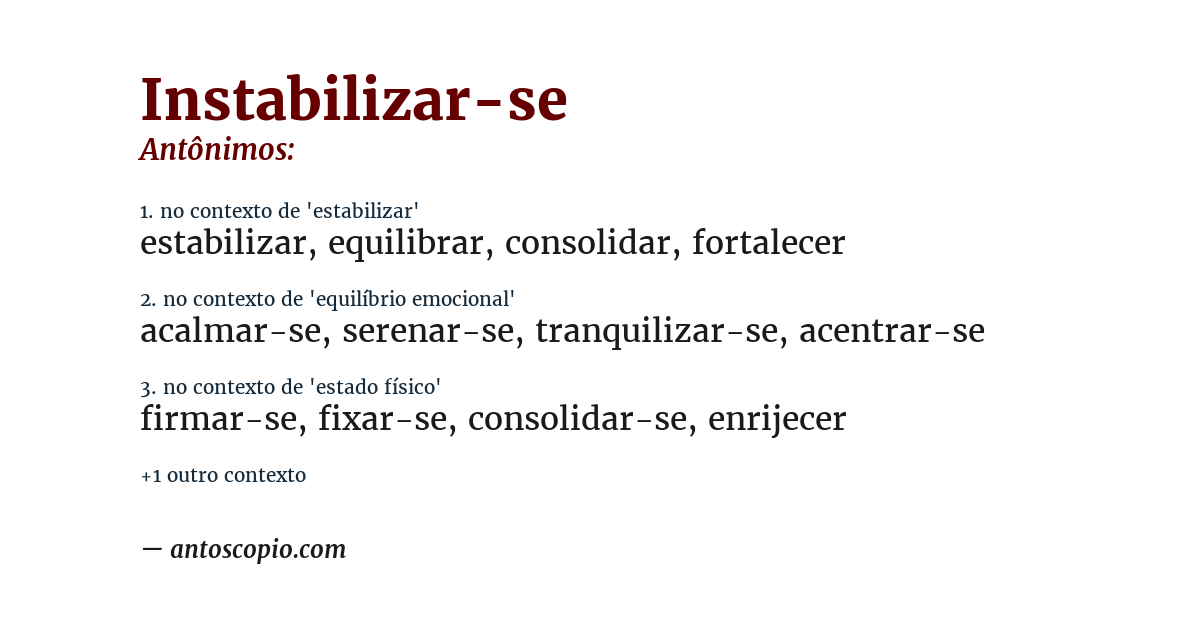 Antônimo de instabilizar-se