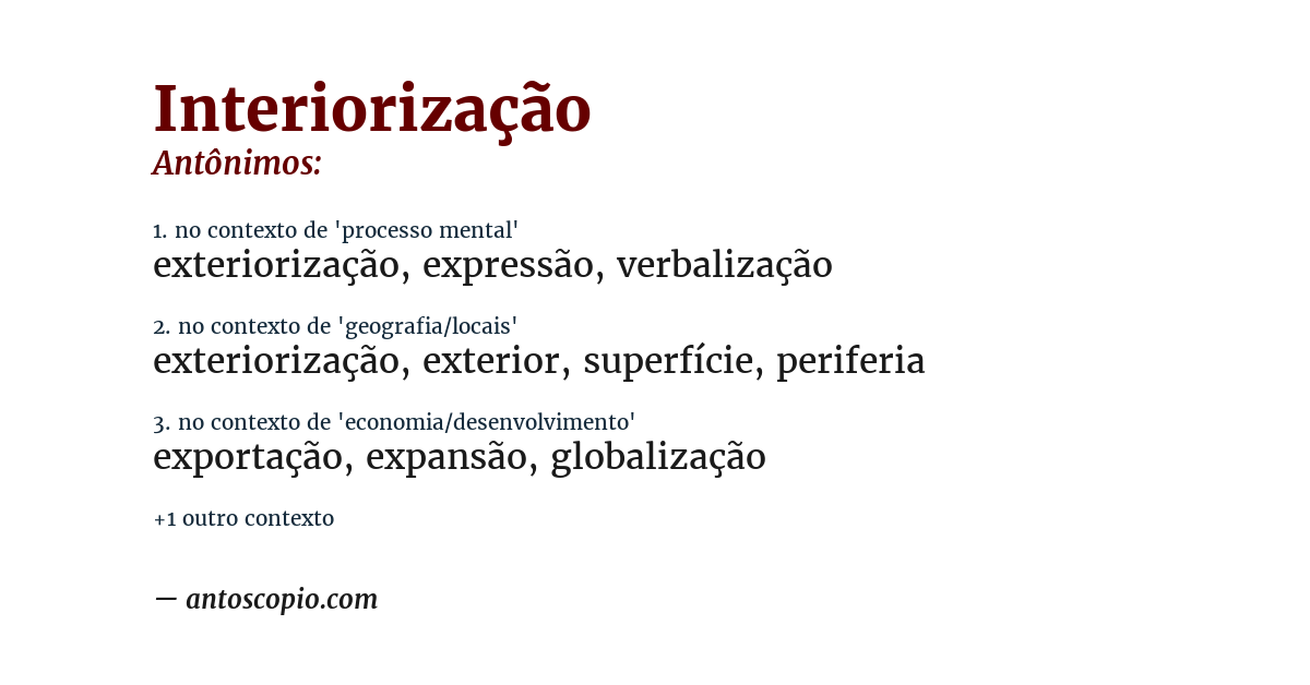 Antônimo de interiorização