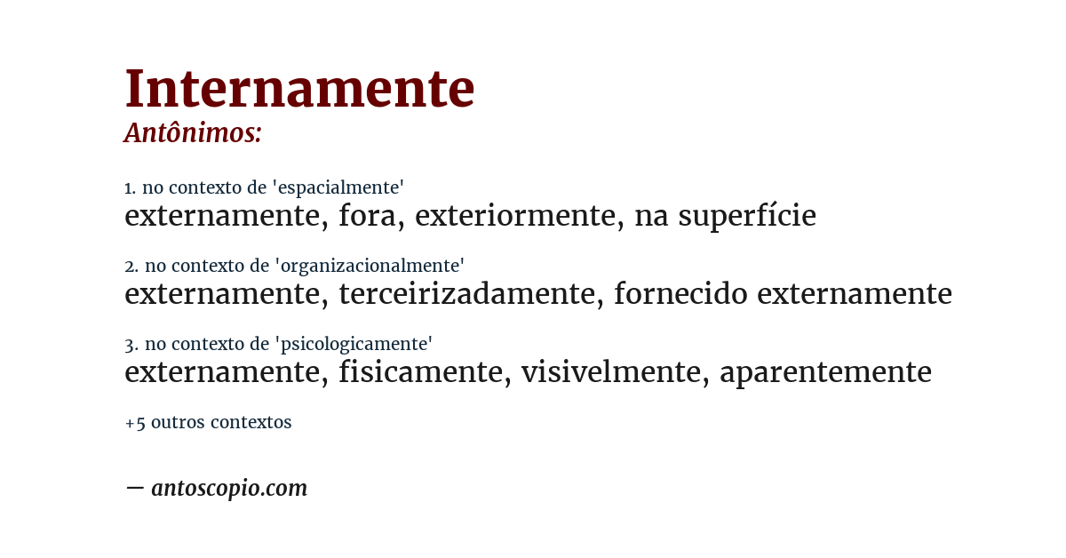 Antônimo de internamente