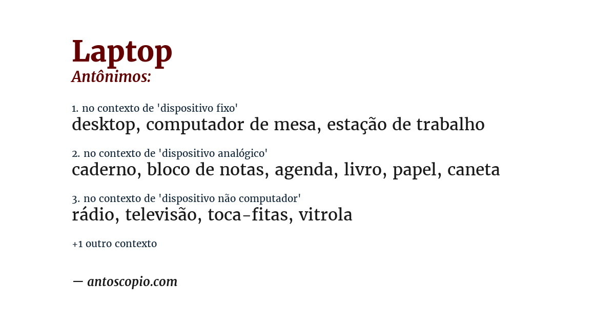 Antônimo de laptop
