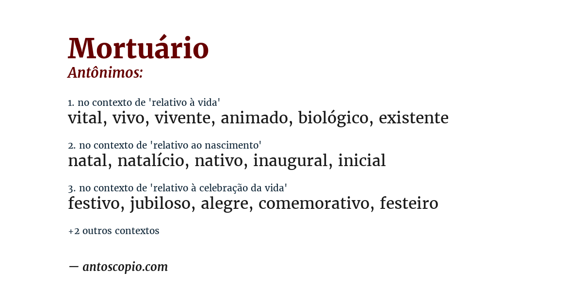 Antônimo de mortuário