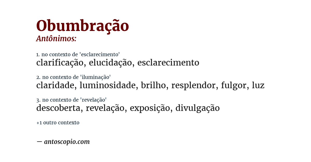 Antônimo de obumbração
