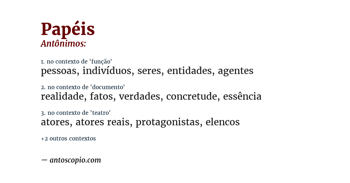 Antônimo de papéis