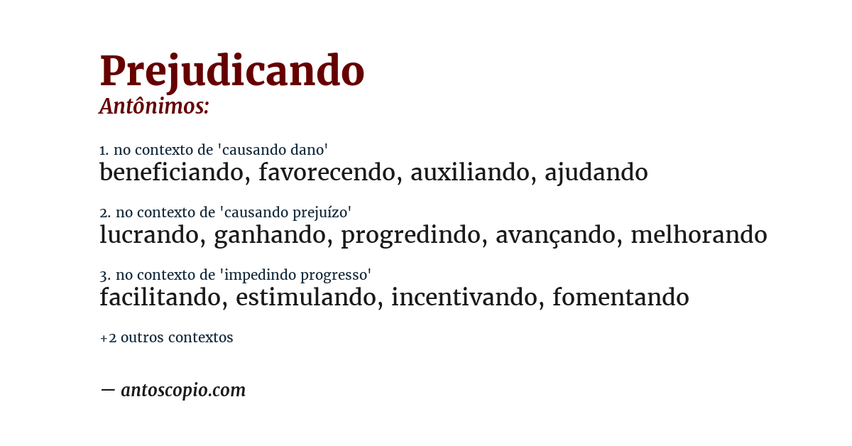 Antônimo de prejudicando