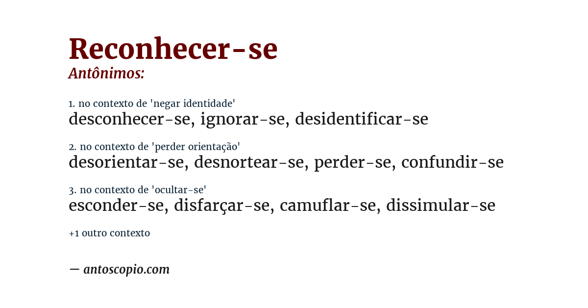 Antônimo de reconhecer-se