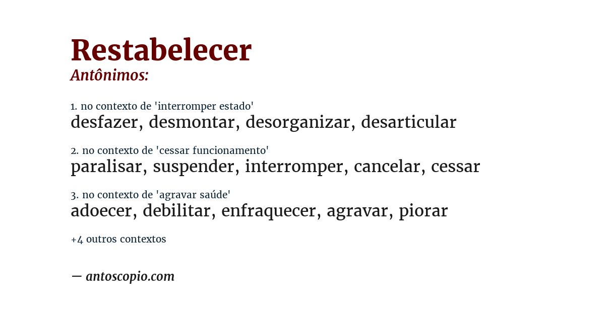 Antônimo de restabelecer