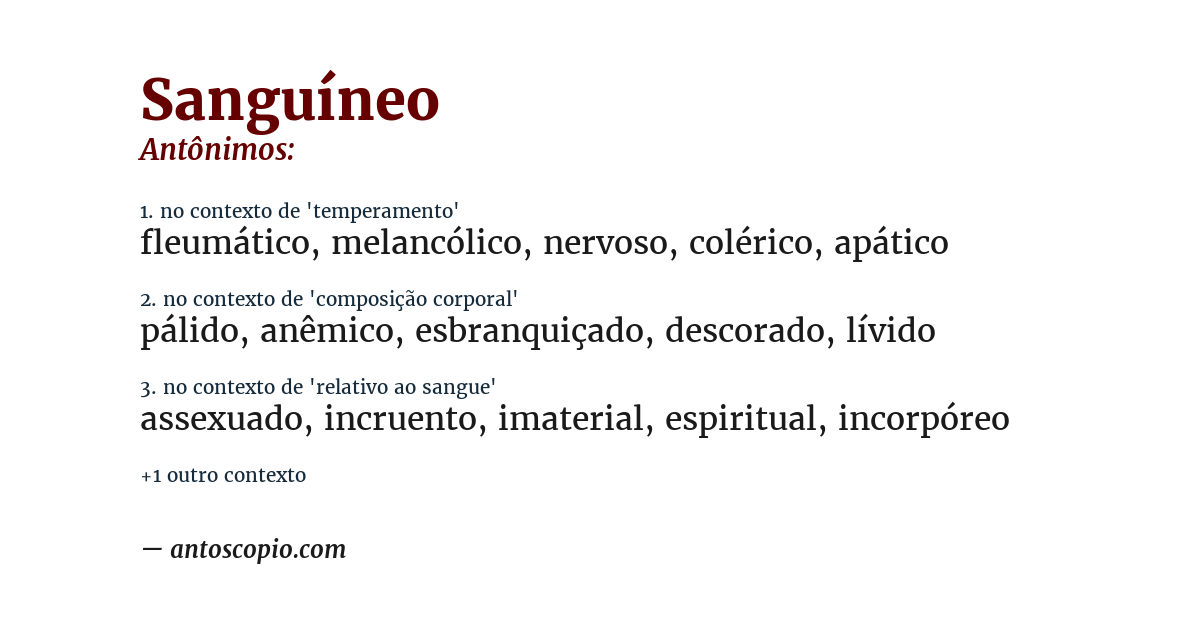 Antônimo de sanguíneo