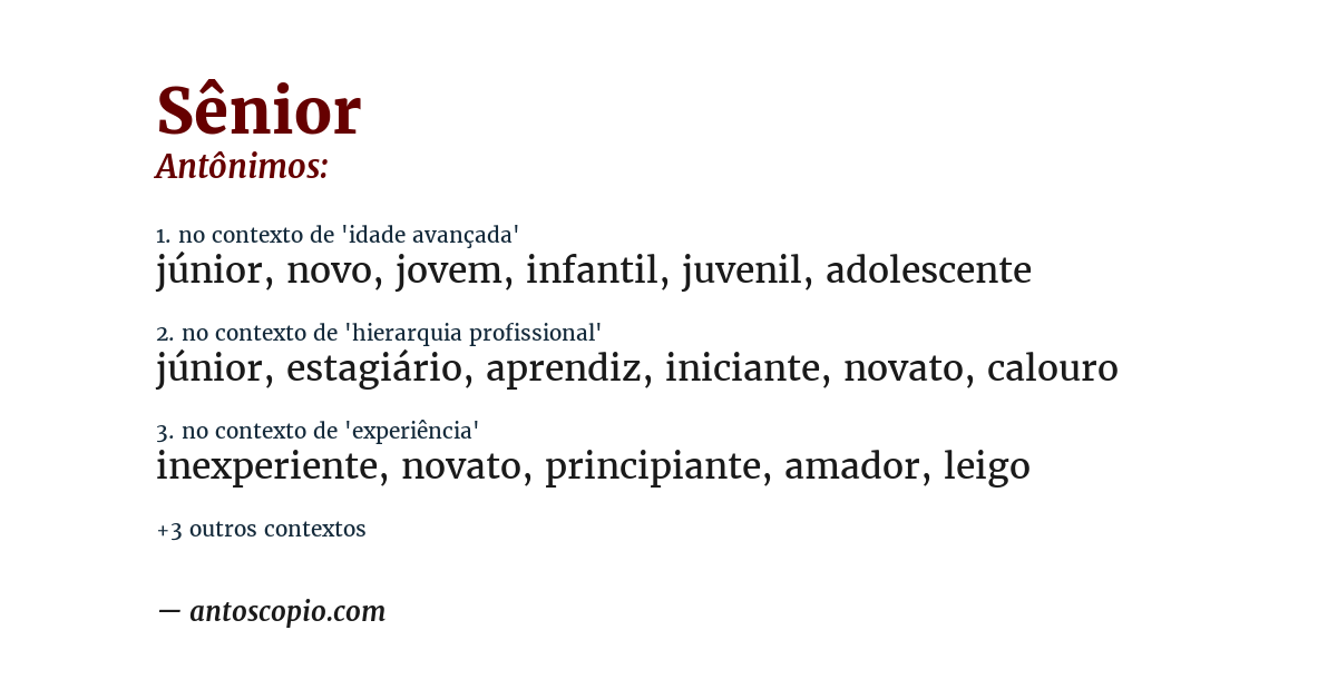 Antônimo de sênior