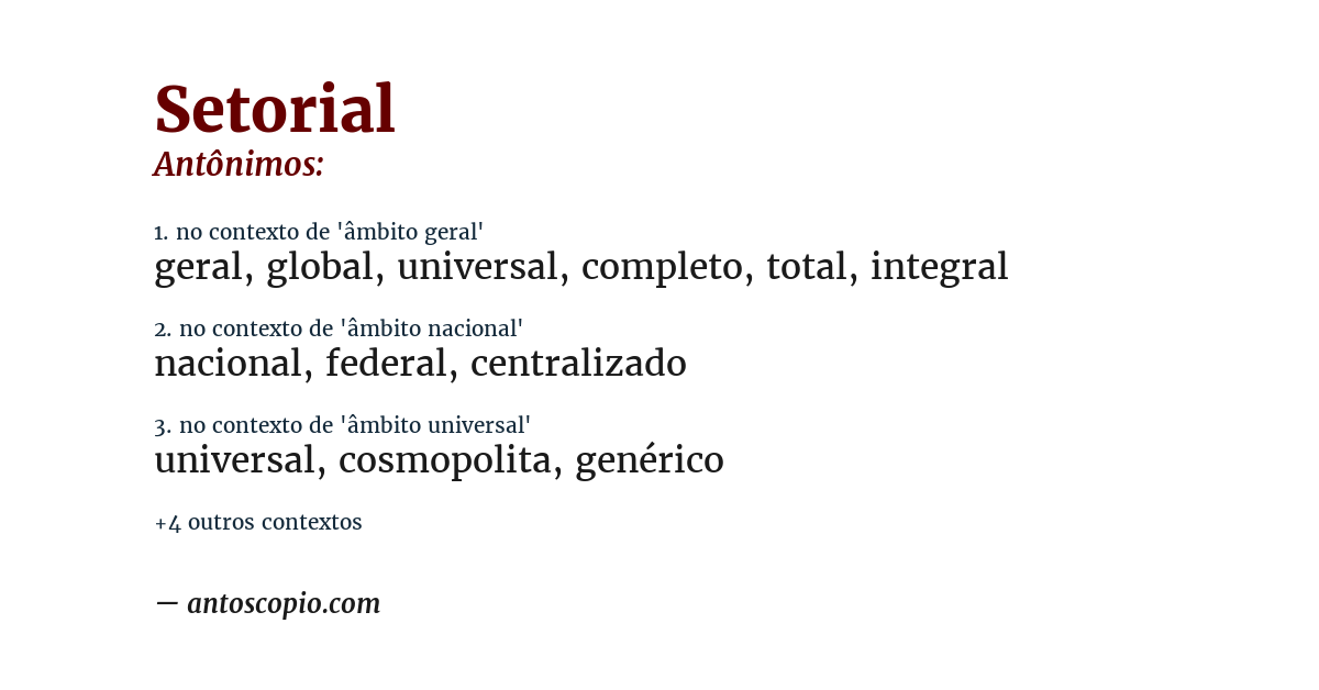 Antônimo de setorial