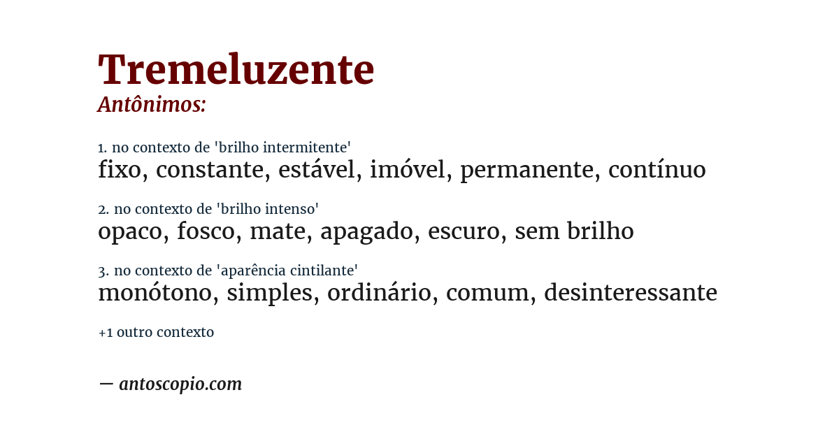 Antônimo de tremeluzente