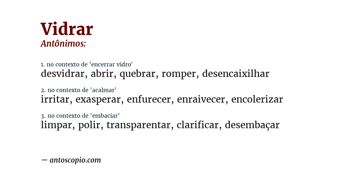 Antônimo de vidrar