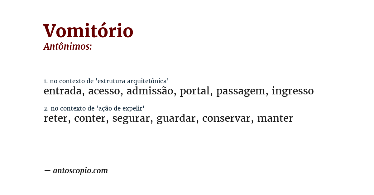 Antônimo de vomitório