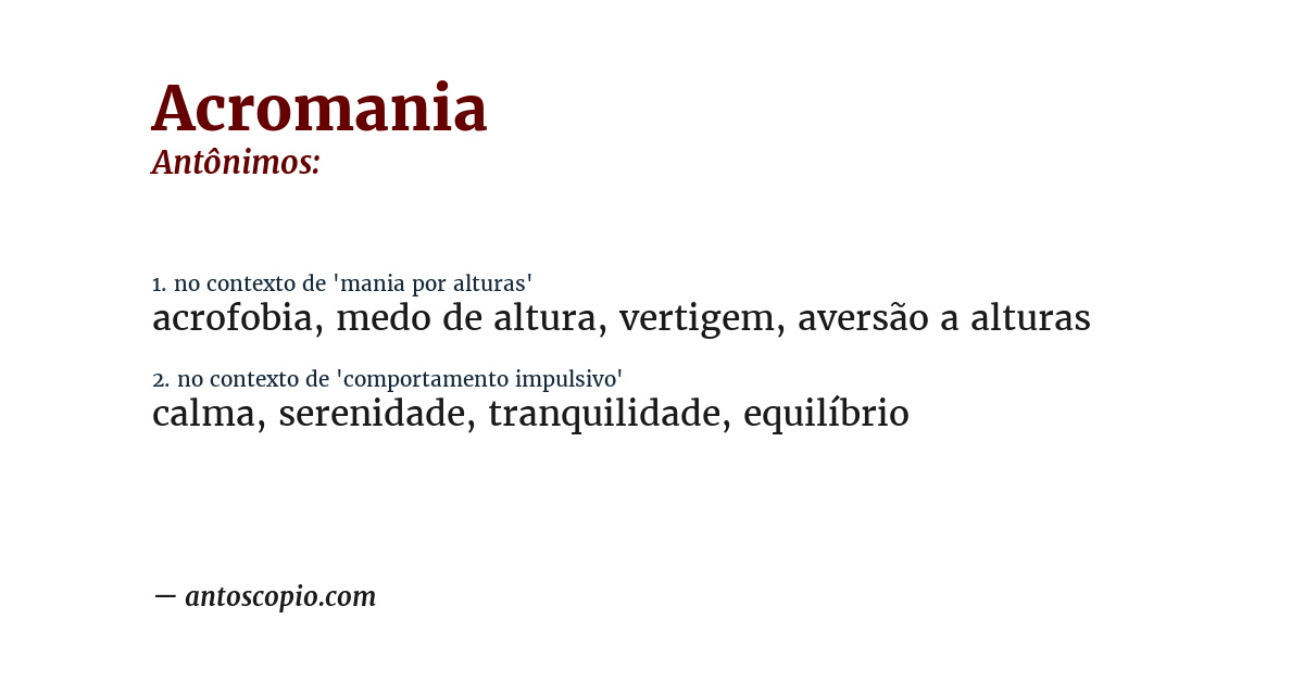 Antônimo de acromania
