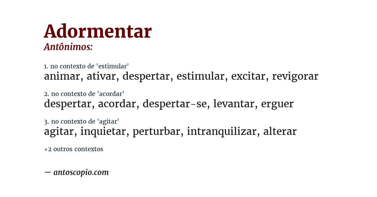 Antônimo de adormentar