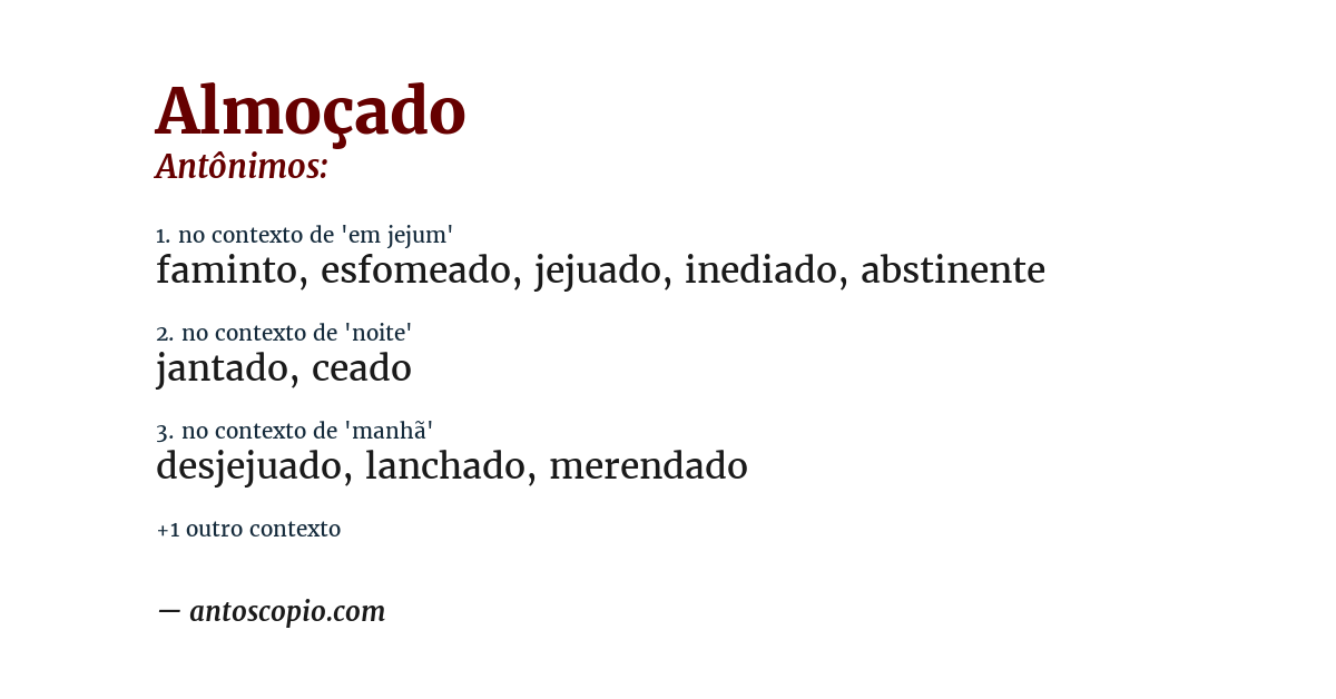 Antônimo de almoçado