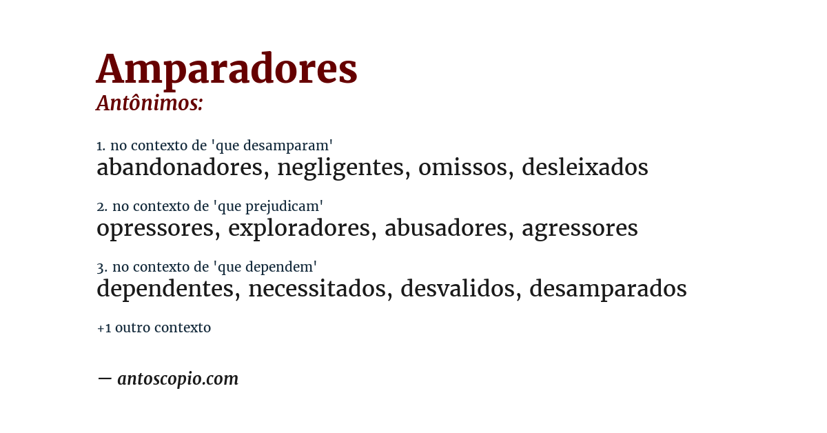 Antônimo de amparadores