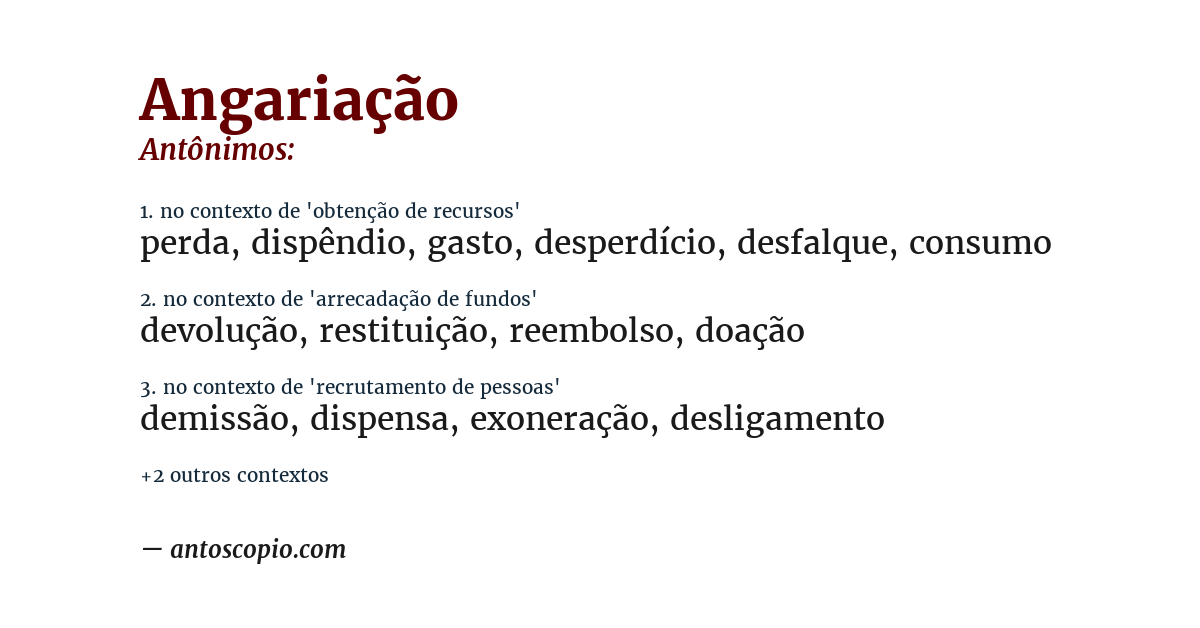 Antônimo de angariação