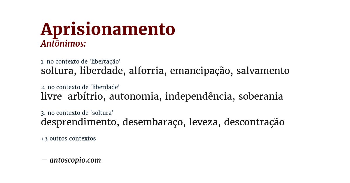 Antônimo de aprisionamento