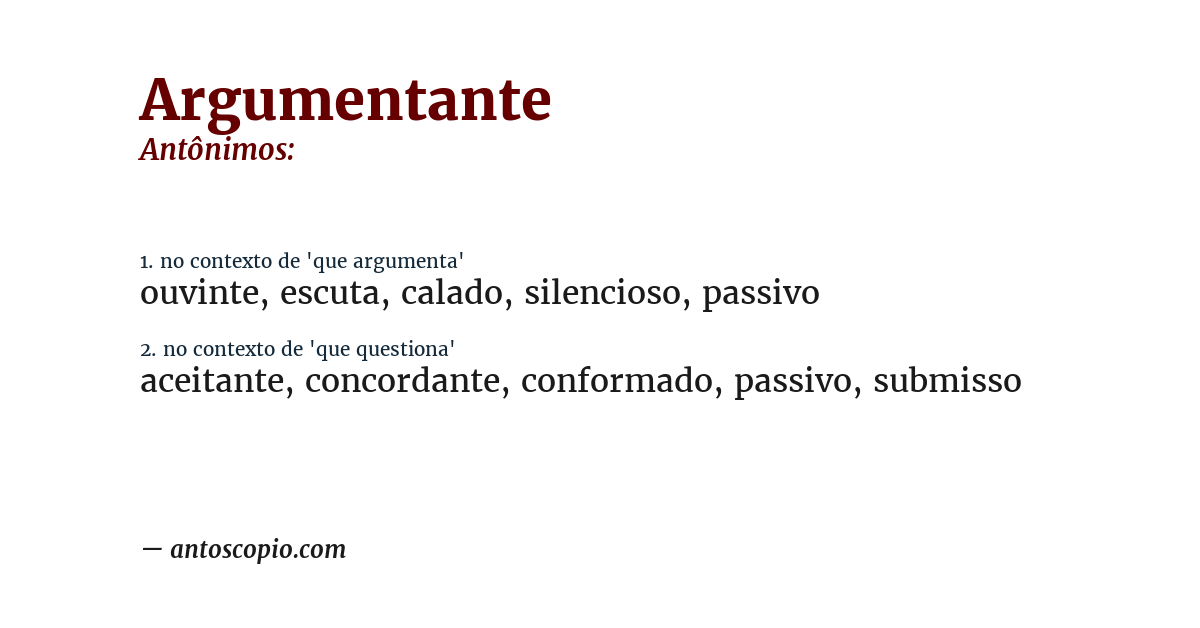 Antônimo de argumentante