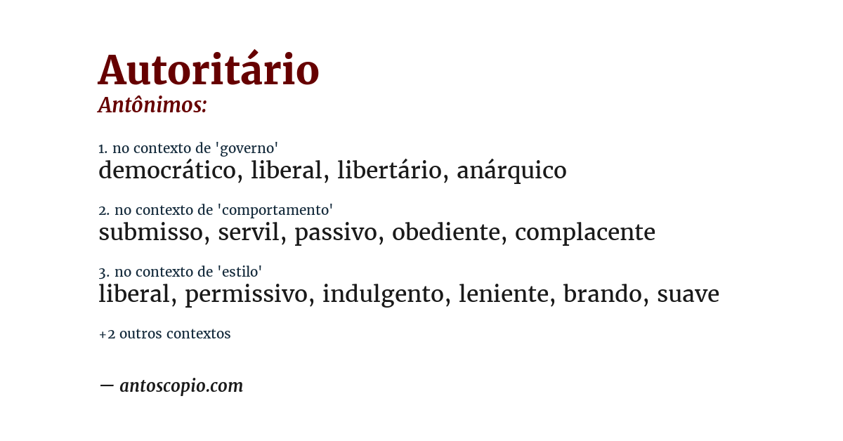 Antônimo de autoritário