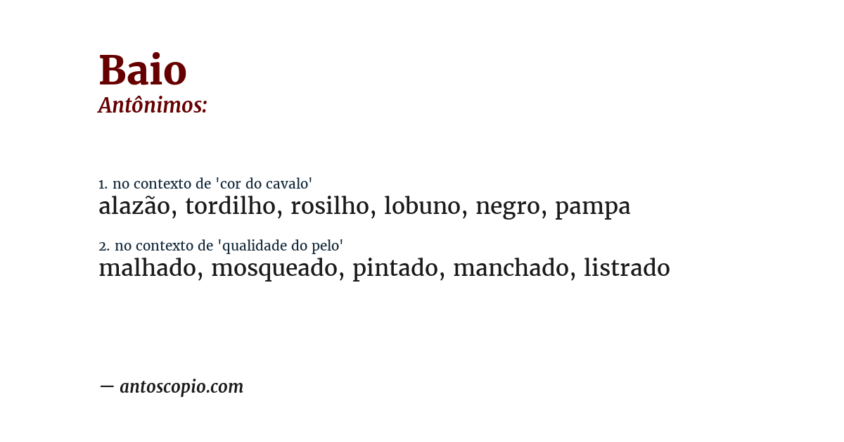 Antônimo de baio