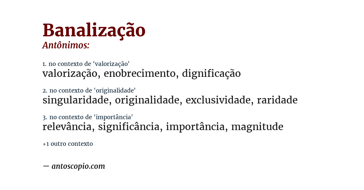 Antônimo de banalização