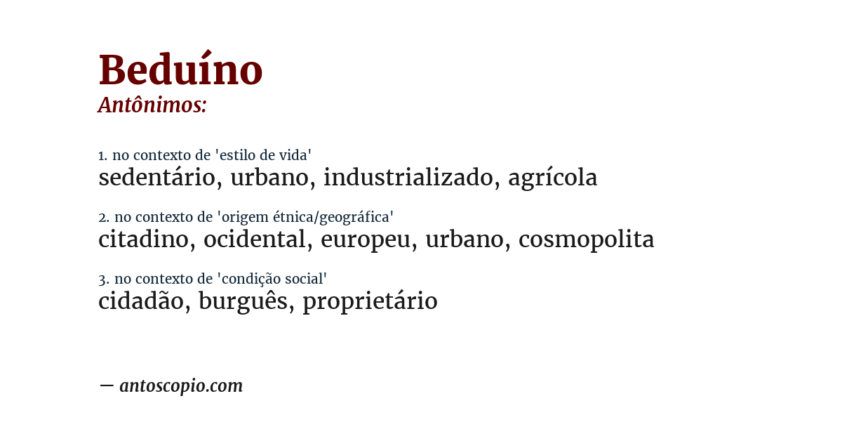 Antônimo de beduíno