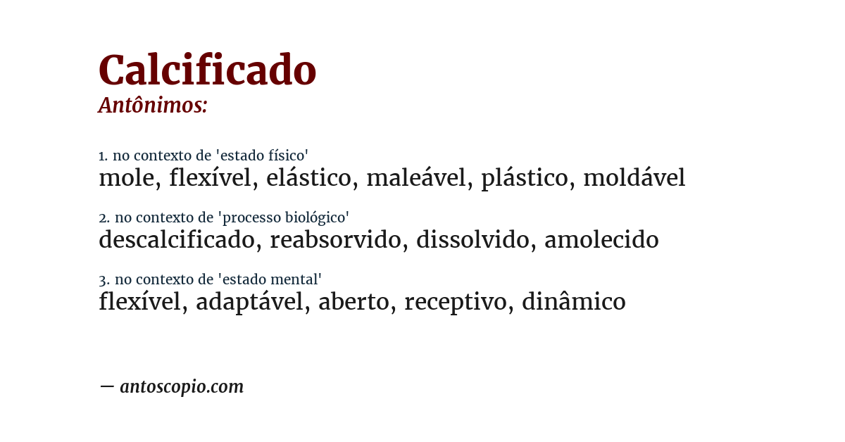 Antônimo de calcificado