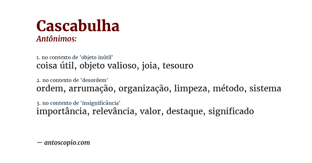 Antônimo de cascabulha