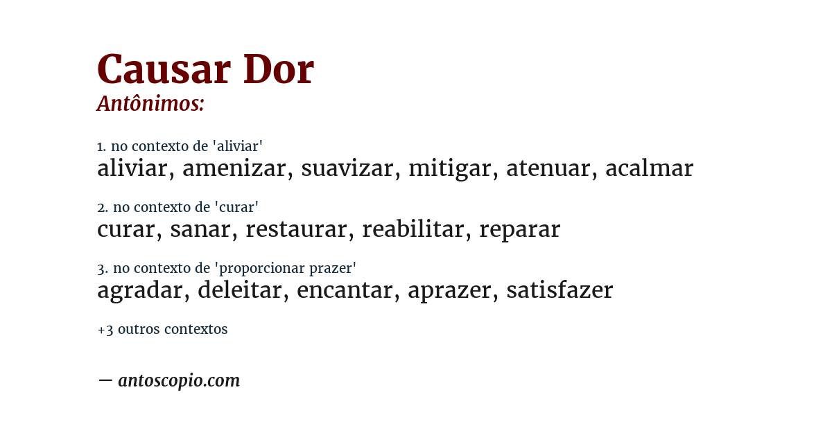 Antônimo de causar dor
