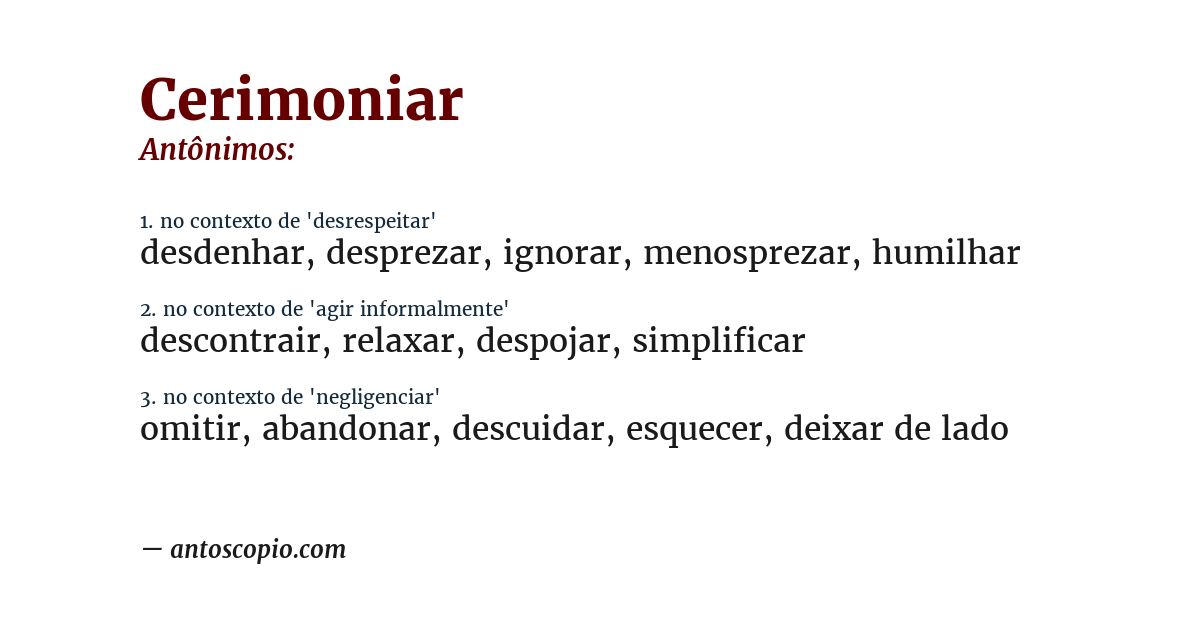Antônimo de cerimoniar