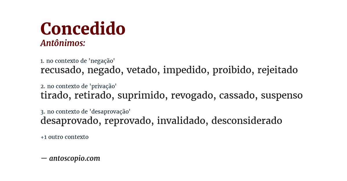 Antônimo de concedido