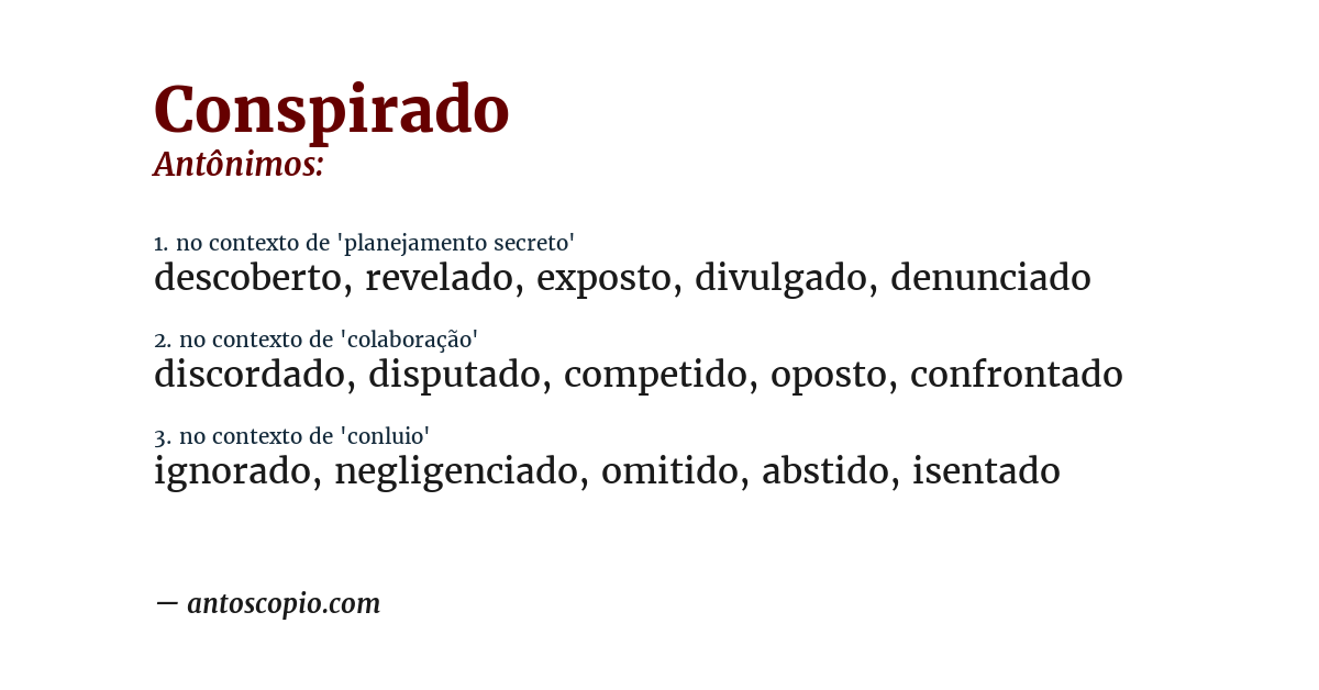 Antônimo de conspirado
