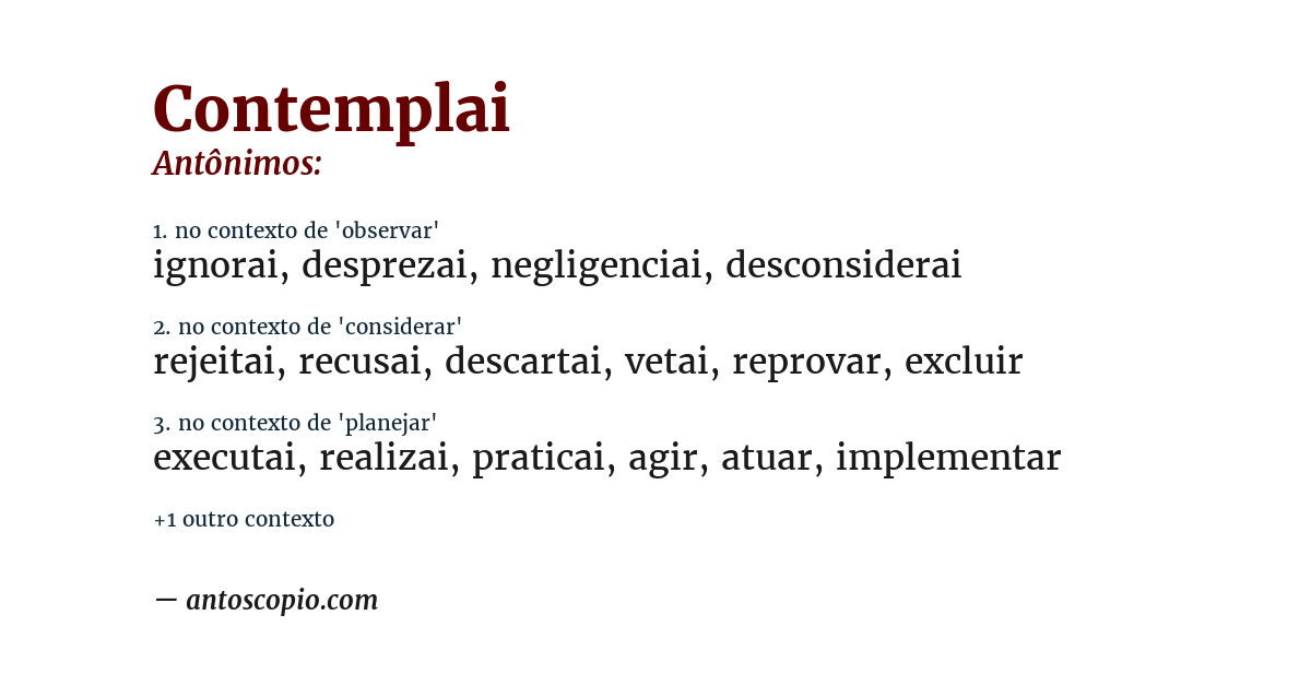 Antônimo de contemplai