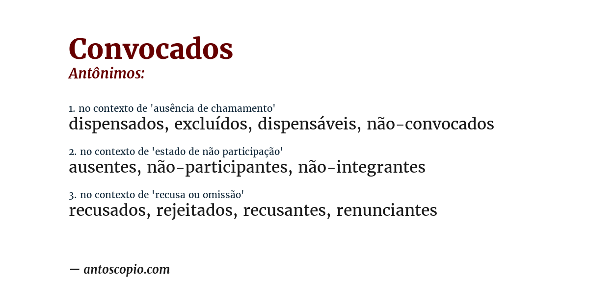 Antônimo de convocados