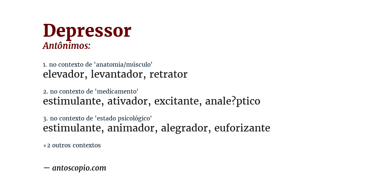 Antônimo de depressor