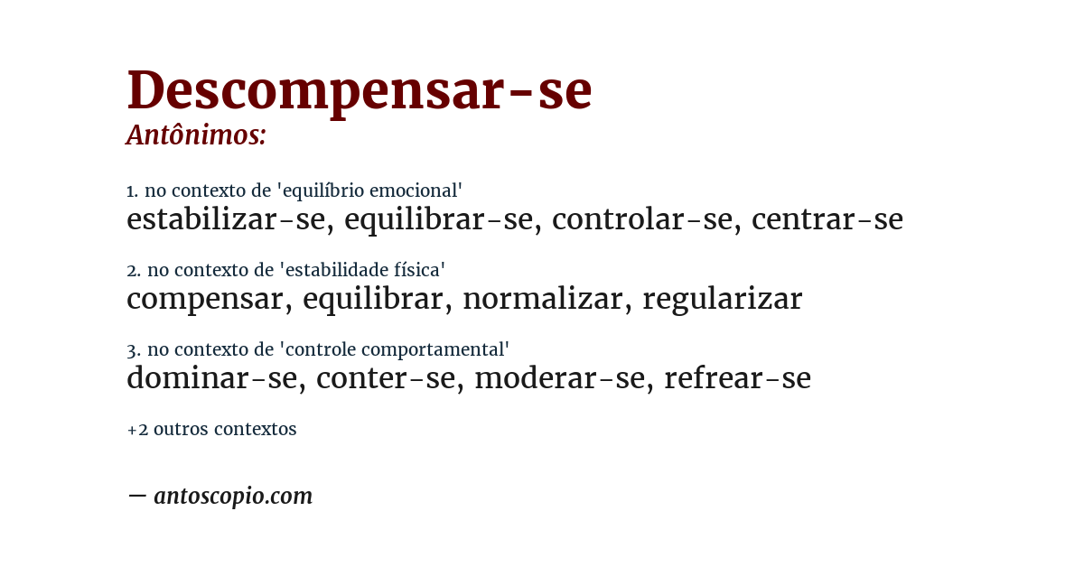 Antônimo de descompensar-se