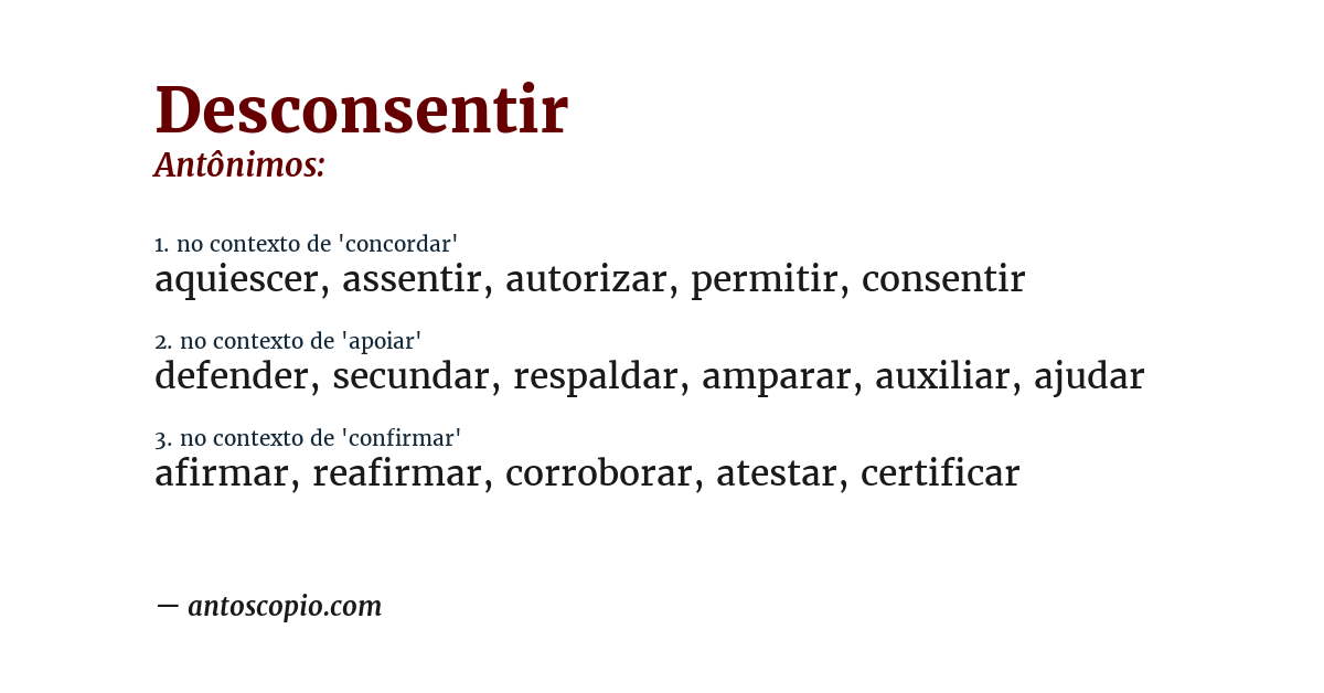 Antônimo de desconsentir
