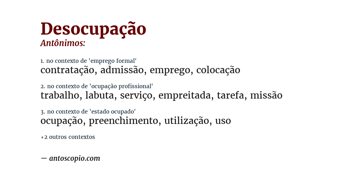 Antônimo de desocupação