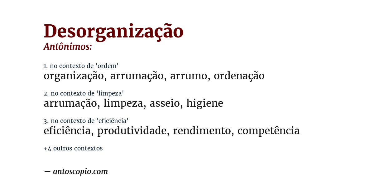 Antônimo de desorganização