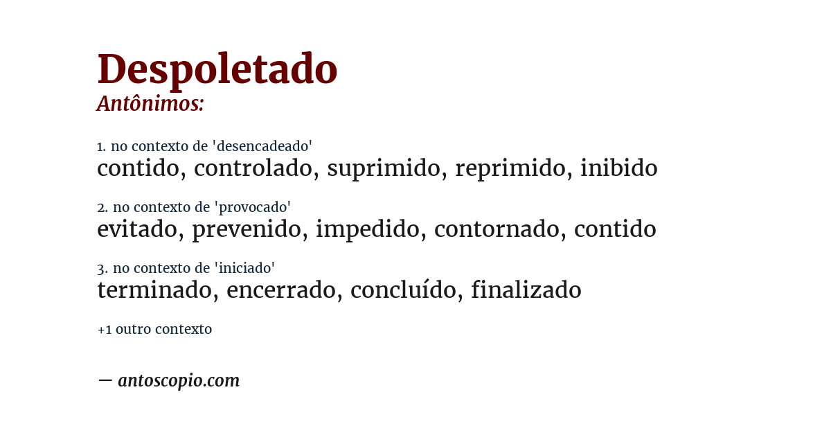 Antônimo de despoletado