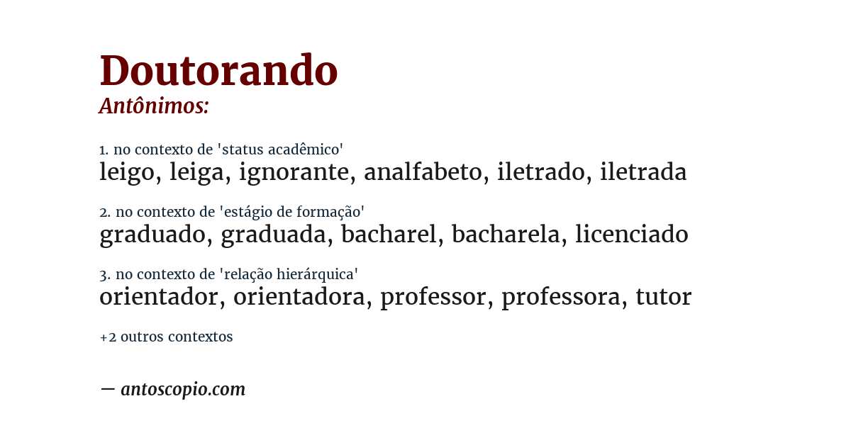 Antônimo de doutorando