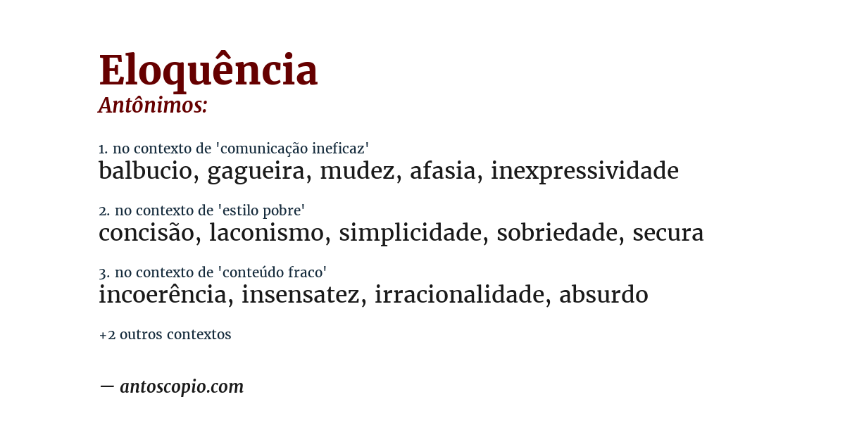 Antônimo de eloquência